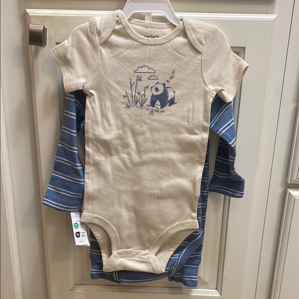 Carter's Beige and Blue Kids One Piece Set